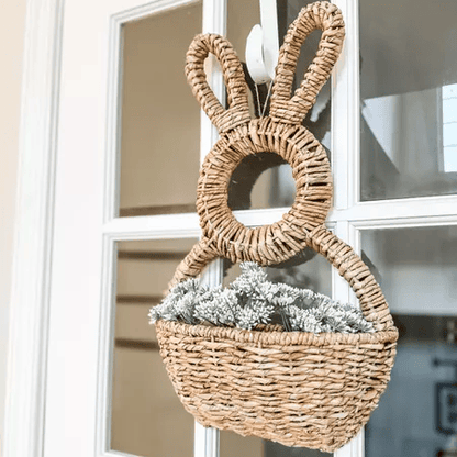 ⏳Begrenzte Zeit 50% Rabatt💥Handgemachter Hasenkorb zum Aufhängen an der Wand, Frühlingsdekor
