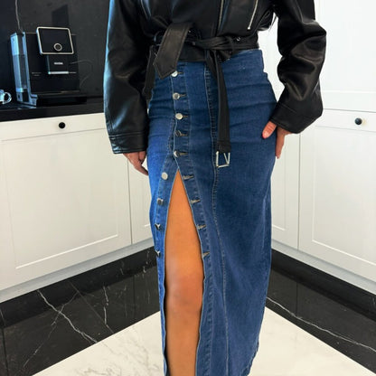 Stilvoller Bodycon-Rock aus Denim mit Knopfverschluss🔥