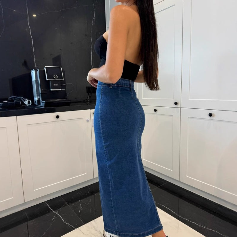Stilvoller Bodycon-Rock aus Denim mit Knopfverschluss🔥