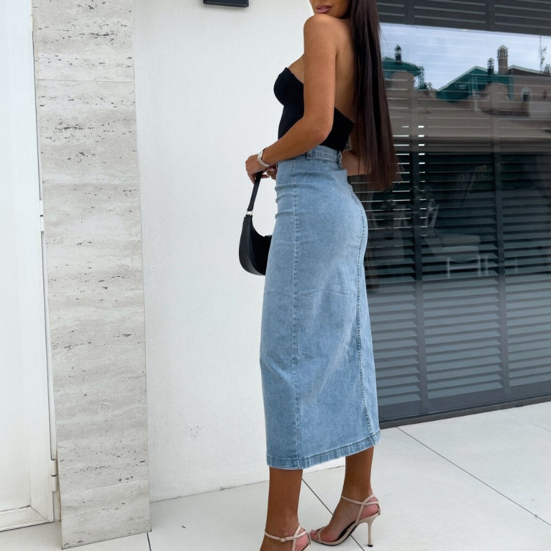 Stilvoller Bodycon-Rock aus Denim mit Knopfverschluss🔥