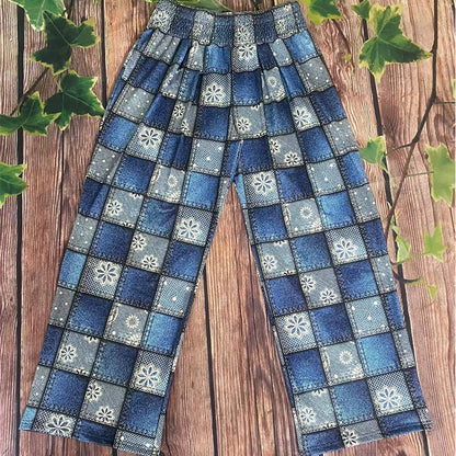 Patchwork-Damenhose mit weitem Bein