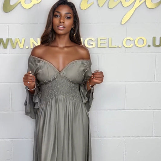 ✨💕Fließendes Kleid mit Rüschen und hoher Taille für Damen