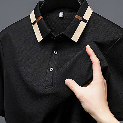 🔥Heute 50% Rabatt🔥Herren Stretch Ice Silk Kurzarm-T-Shirt mit Rever