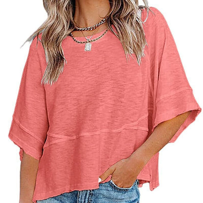👕 50% RABATT! 🌸 Einfarbiges Damen T-Shirt mit Glockenärmeln – Locker geschnittenes Sommeroberteil aus weichem Stoff in 3 Farben✨