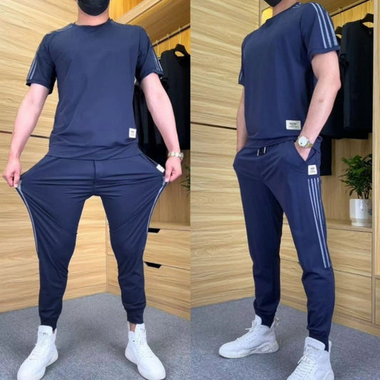 Herren High Stretch Kurzarm-Top  Jogginghose 2er-Set