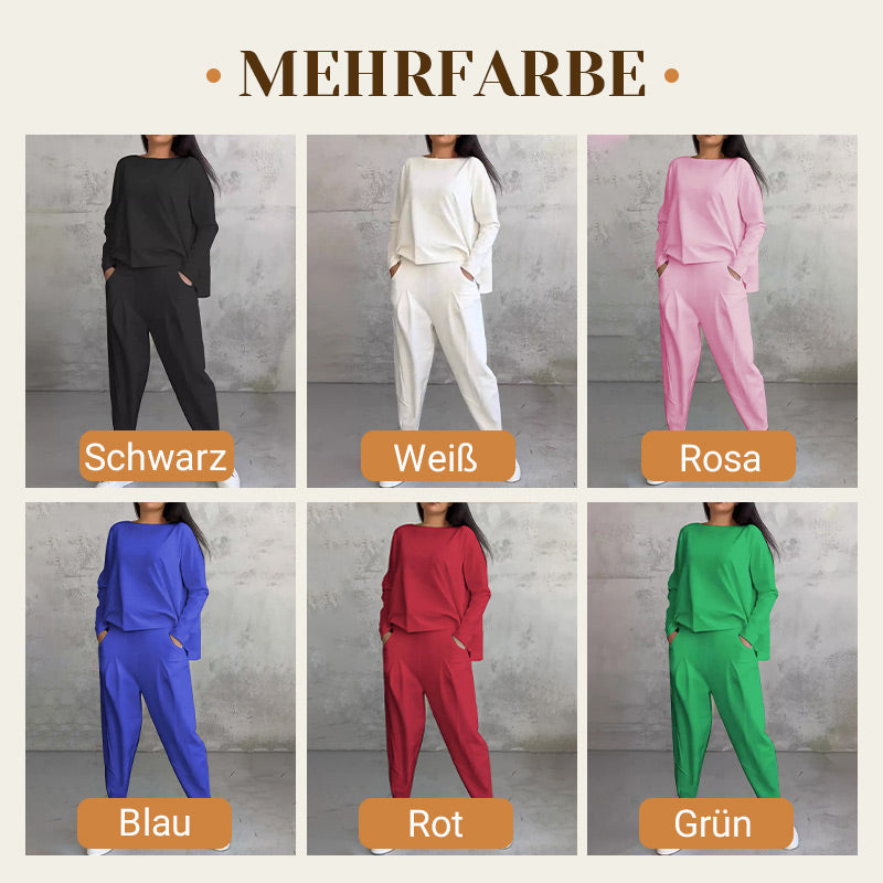 🔥2-teiliges Set mit langärmeligem Oberteil mit Rundhalsausschnitt ＆ Hose🔥