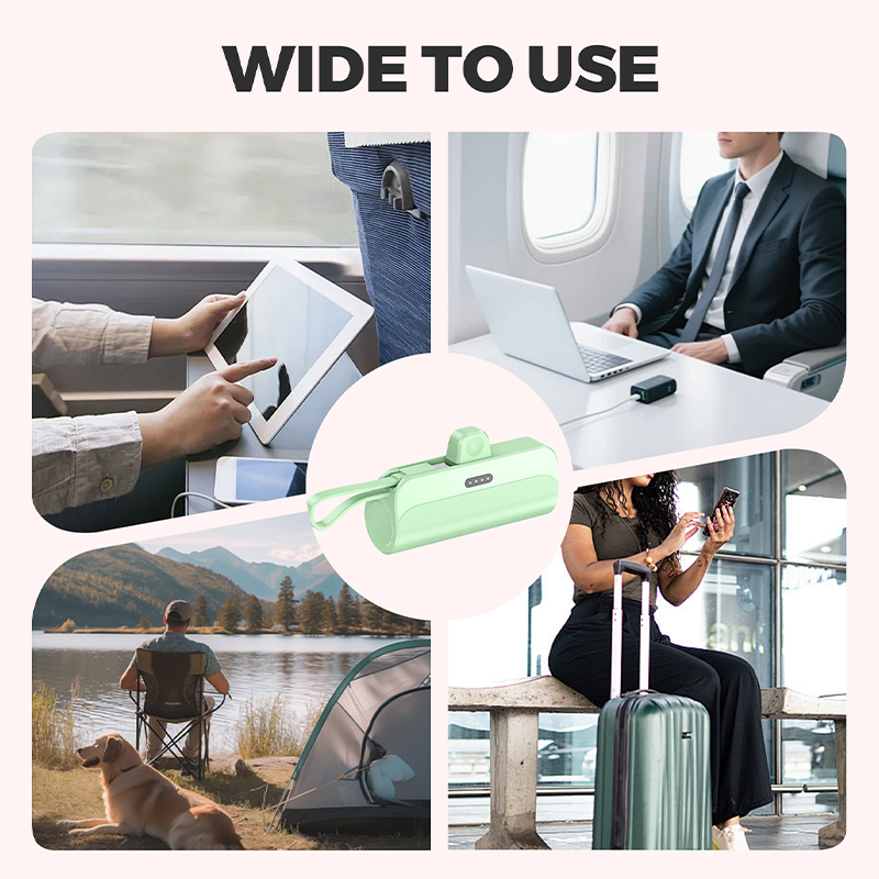 Tragbare Powerbank mit hoher Kapazität und integrierten Kabeln