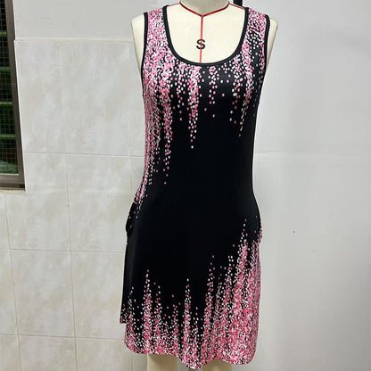 ⏳ Befristetes Angebot⏰Modischer Druck ärmelloses Minikleid für Frauen