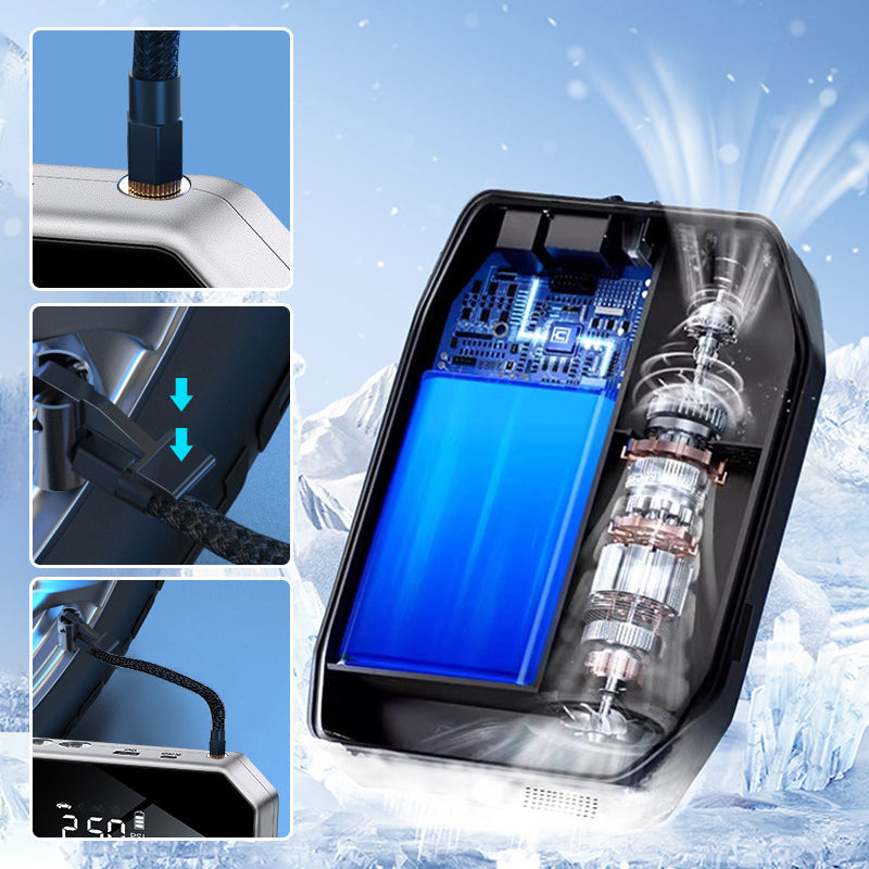 Starthilfe-Powerbank mit integriertem Kompressor für Autos