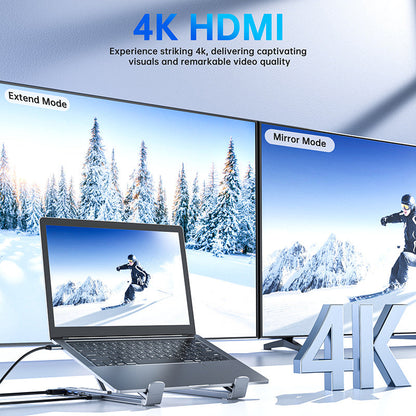 💻 58% RABATT! ⚡ 2-in-1 USB-C Dockingstation & Laptopständer – 8 Ports, 4K HDMI & Höhenverstellbar für Mehr Produktivität 🖥️
