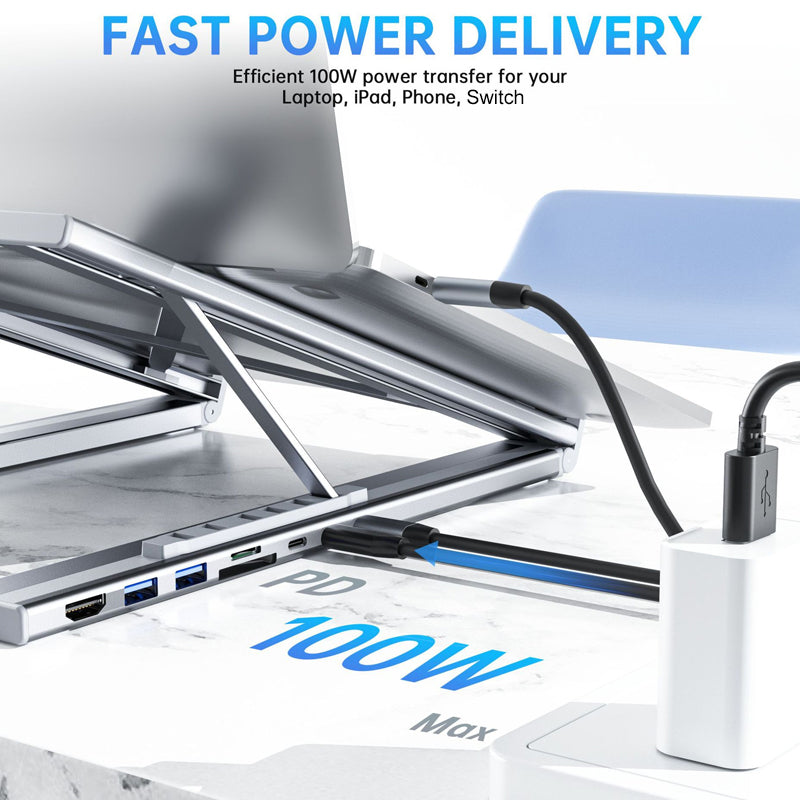 💻 58% RABATT! ⚡ 2-in-1 USB-C Dockingstation & Laptopständer – 8 Ports, 4K HDMI & Höhenverstellbar für Mehr Produktivität 🖥️