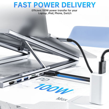 💻 58% RABATT! ⚡ 2-in-1 USB-C Dockingstation & Laptopständer – 8 Ports, 4K HDMI & Höhenverstellbar für Mehr Produktivität 🖥️