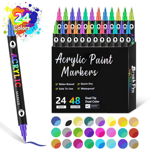 🎨 50% RABATT! 🖌️ Acrylstift-Marker – Zwei Spitzen & farbenfroh ✨