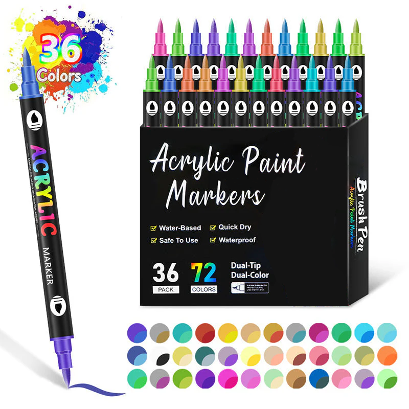 🎨 50% RABATT! 🖌️ Acrylstift-Marker – Zwei Spitzen & farbenfroh ✨