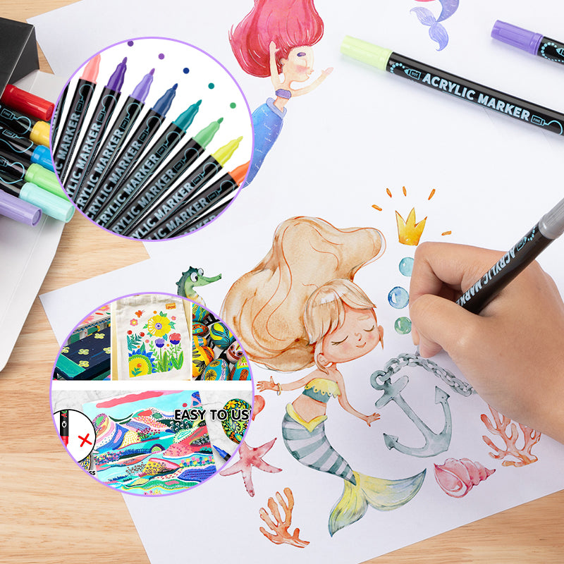 🎨 50% RABATT! 🖌️ Acrylstift-Marker – Zwei Spitzen & farbenfroh ✨
