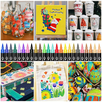 🎨 50% RABATT! 🖌️ Acrylstift-Marker – Zwei Spitzen & farbenfroh ✨