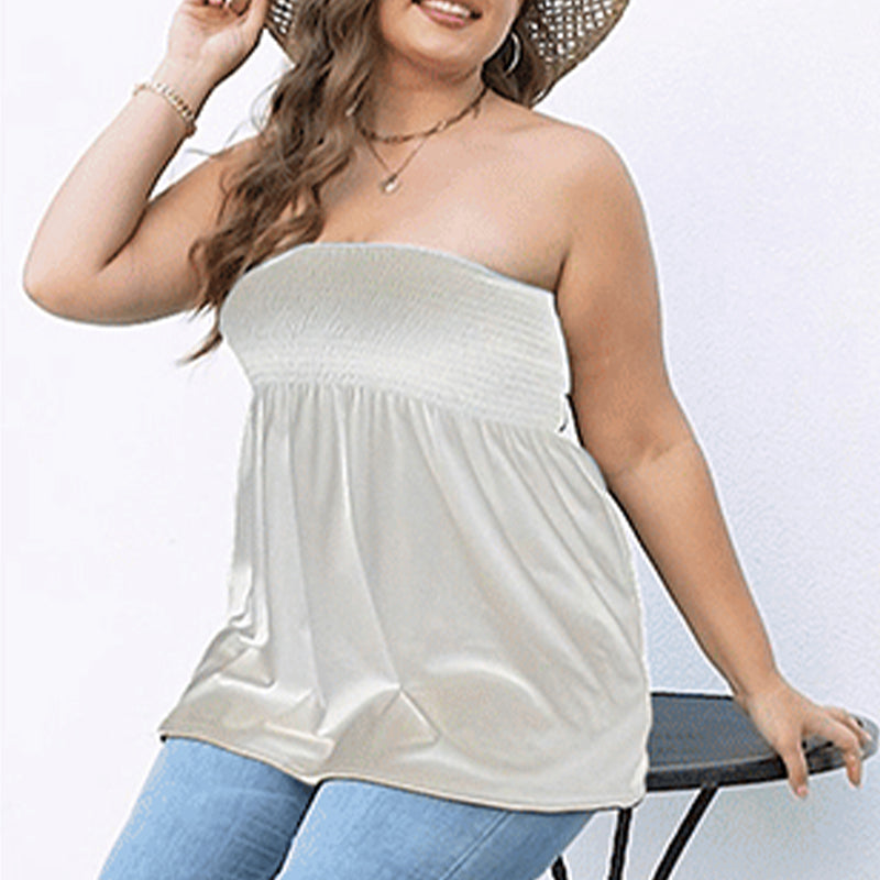 Sexy, trägerloses, gesmoktes Bandeau-Top für Damen