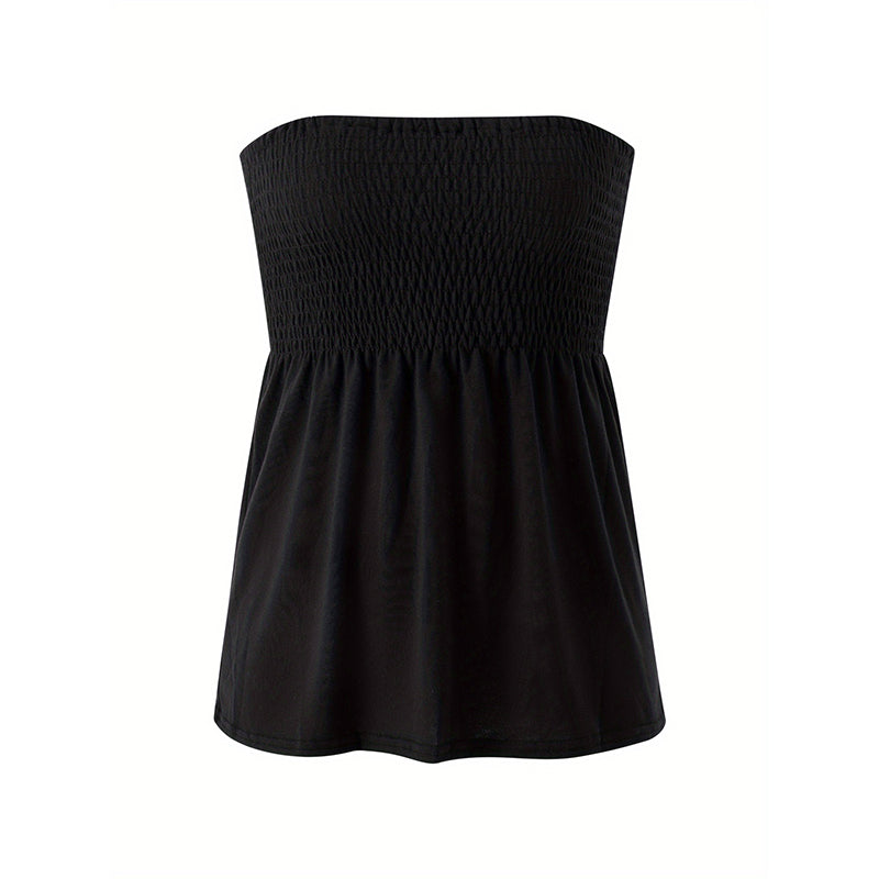 Sexy, trägerloses, gesmoktes Bandeau-Top für Damen