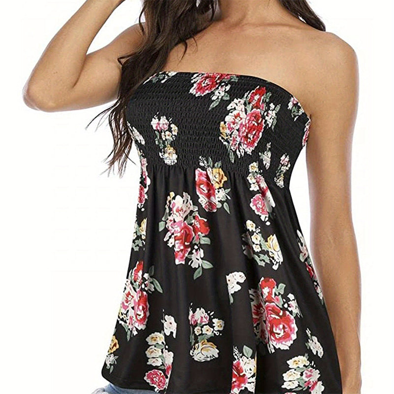 Sexy, trägerloses, gesmoktes Bandeau-Top für Damen