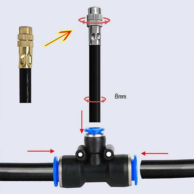 Smartes Sprinkler-Set ✨ Verstellbare Düsen | Flexibler Metallschlauch | Pfahlmontage möglich | Vielseitige Funktionalität | Ideal für Gärten, Terrassen & Gewächshäuser 🌿