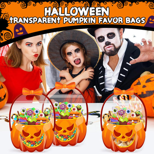💥 50% Rabatt! 🎃 Halloween-Geschenktüten – 10 Stück, transparentes Kürbis-Design. Mit Reißverschluss & stabilem Henkel. PP-Material. Perfekt für Trick-or-Treat & Party-Goodies 🍬