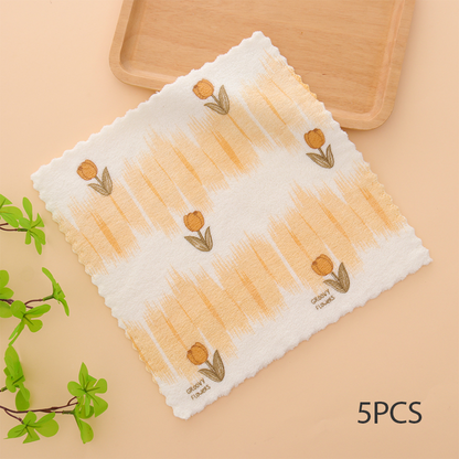 💥 Heißer Verkauf 50% Rabatt🔥5 Stück korallenfarbene Flanell-Geschirrtücher für den Heimgebrauch