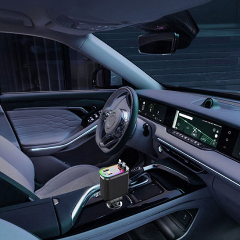 120-W-Autoladegerät mit violettem Stern-Ambientelicht und einziehbarem Kabel