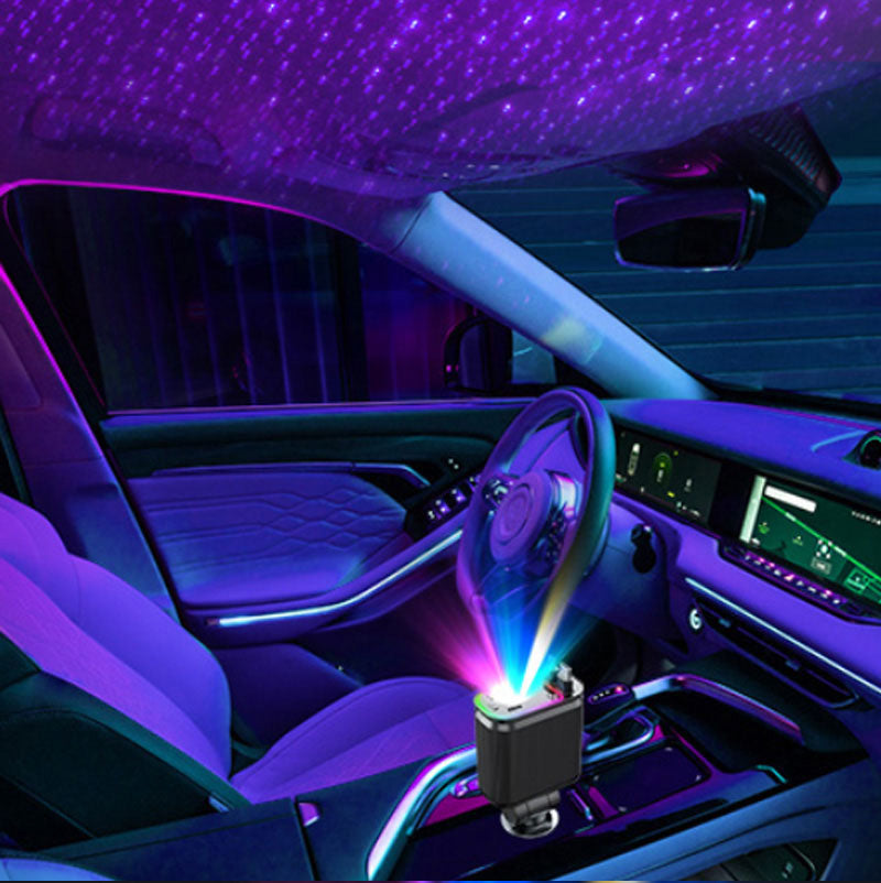 120-W-Autoladegerät mit violettem Stern-Ambientelicht und einziehbarem Kabel