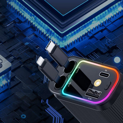 120-W-Autoladegerät mit violettem Stern-Ambientelicht und einziehbarem Kabel