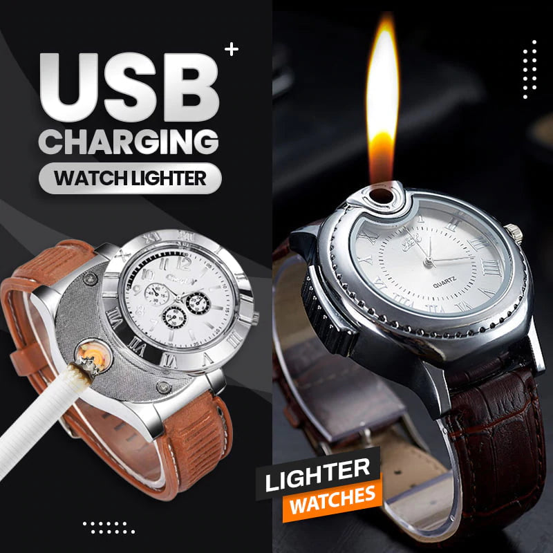 Ideales Geschenk - Wiederaufladbare USB-Uhr mit Feuerzeug