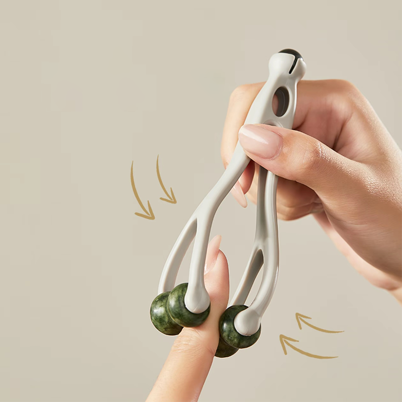 Naturstein-Massageset: Schabbrett, Fingerclip und eiförmiges Massagegerät