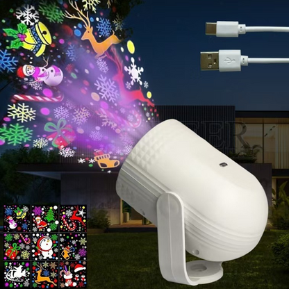 🔥🎄 Magischer USB-LED-Projektor für Weihnachten – Über 16 festliche Muster, einfache Einrichtung (Plug & Play) für Heim- und Partydekorationen
