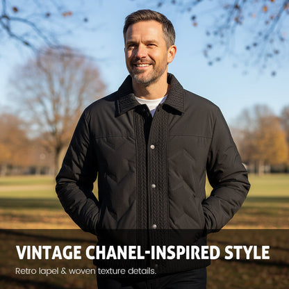 Herren warme gefütterte Jacke im Vintage Stil mit Klappkragen