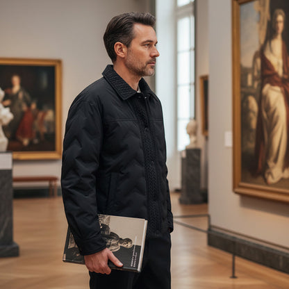 Herren warme gefütterte Jacke im Vintage Stil mit Klappkragen