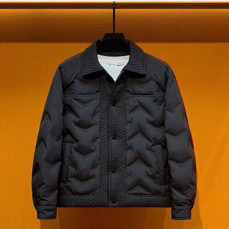 Herren warme gefütterte Jacke im Vintage Stil mit Klappkragen