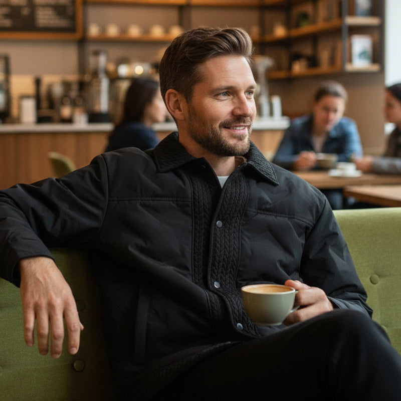 Herren warme gefütterte Jacke im Vintage Stil mit Klappkragen
