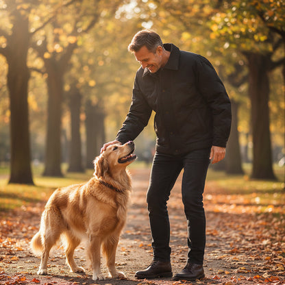 Herren warme gefütterte Jacke im Vintage Stil mit Klappkragen