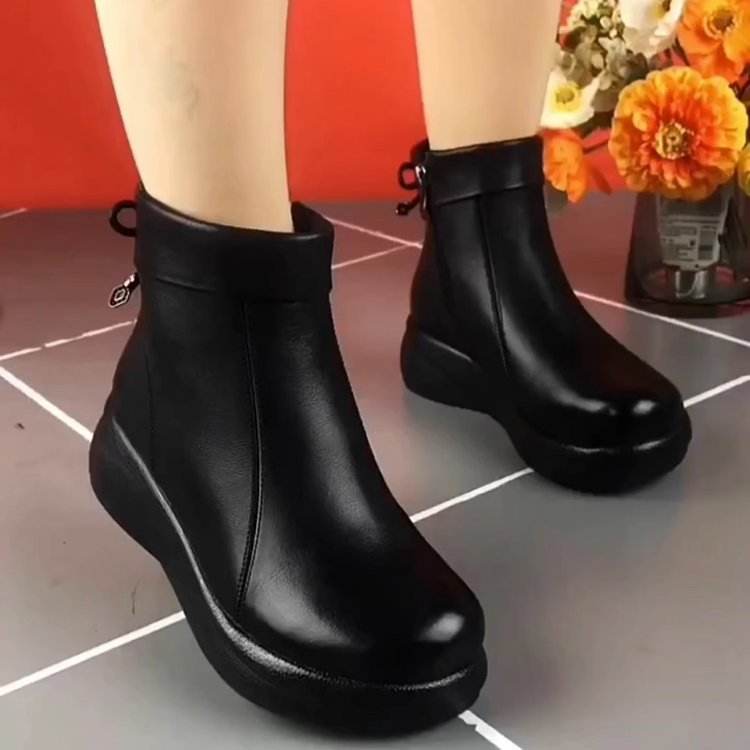 Stylische und bequeme PU-Stiefeletten für Damen mit runder Kappe