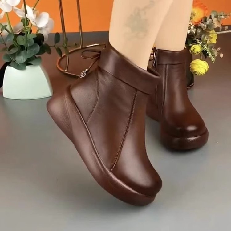 Stylische und bequeme PU-Stiefeletten für Damen mit runder Kappe