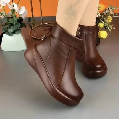 Stylische und bequeme PU-Stiefeletten für Damen mit runder Kappe