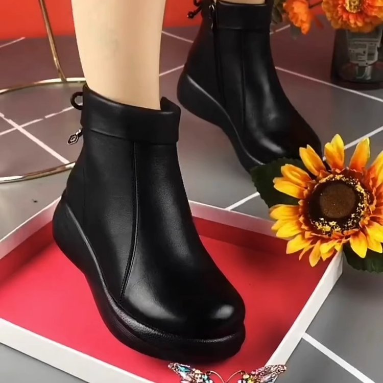 Stylische und bequeme PU-Stiefeletten für Damen mit runder Kappe