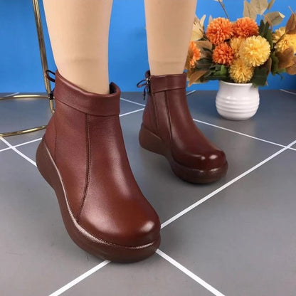 Stylische und bequeme PU-Stiefeletten für Damen mit runder Kappe