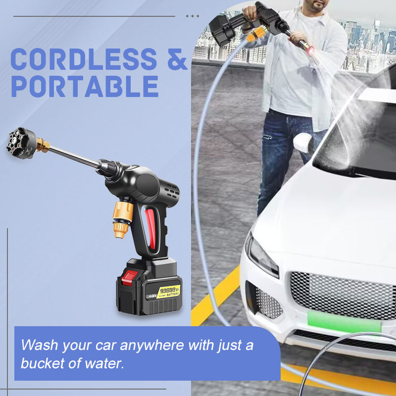 🚗 62% RABATT! 💦 Akku Hochdruckreiniger 200bar – 2X3000mAh, 180° Verstellbare Düse & 5m Schlauch für Auto, Terrasse und Bewässerung 🔋
