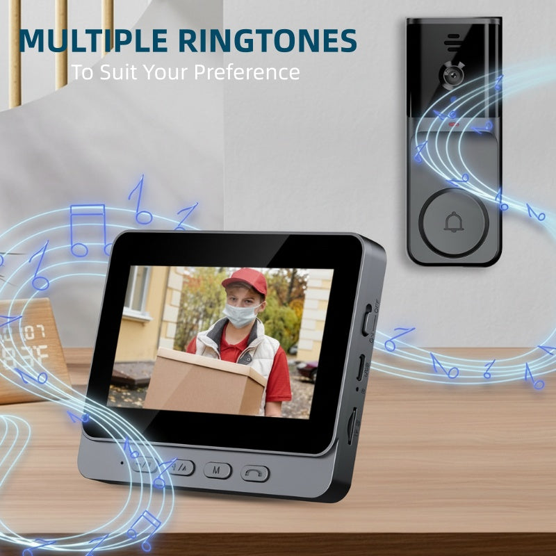 🔔 50% RABATT! 📹 4,3" Smart Video-Türklingel – Kabellos, Gegensprechanlage, Aufzeichnung & Bohrfrei 🏠