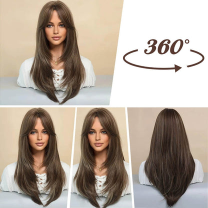 16-Zoll-Ombre-Blond-Spitzenfrontperücken für Frauen, wunderschöne flauschige Perücken mit stumpfem Pony, synthetische Perücken für Partys und den täglichen Gebrauch