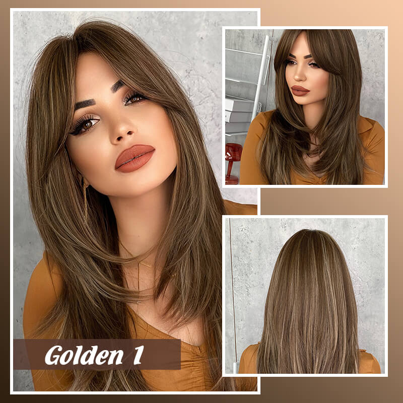 16-Zoll-Ombre-Blond-Spitzenfrontperücken für Frauen, wunderschöne flauschige Perücken mit stumpfem Pony, synthetische Perücken für Partys und den täglichen Gebrauch