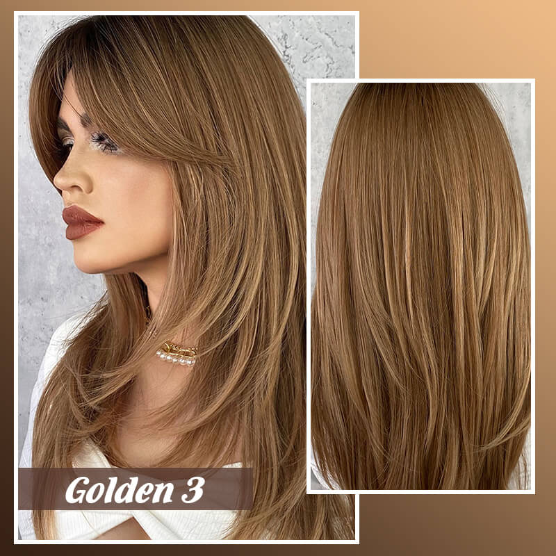 16-Zoll-Ombre-Blond-Spitzenfrontperücken für Frauen, wunderschöne flauschige Perücken mit stumpfem Pony, synthetische Perücken für Partys und den täglichen Gebrauch