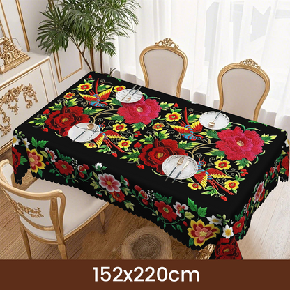 🌺 Mexikanische Tischdecke mit Blumenmuster – Elegant & Fleckenfest für Ihr Esszimmer!