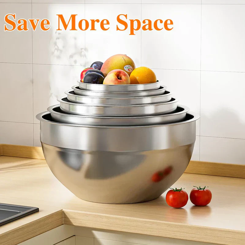 🔪🥣 Edelstahl-Schüsseln Set 6-teilig + 3 Raspelaufsätze 🧀🥕 50% Rabatt Spezialangebot – Vielseitige Küchenhelfer zum Zerkleinern, Mixen & Aufbewahren – Platzsparend & langlebig für den täglichen Gebrauch