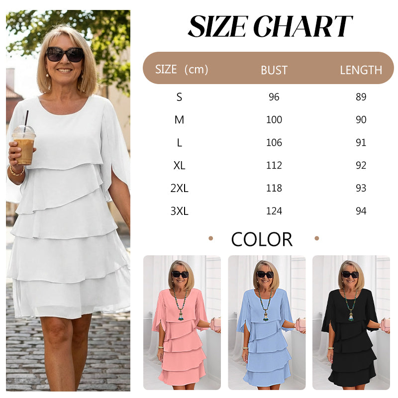 👗 60% RABATT! ✨ Damen Kleid – Rundhals, Kaskaden-Rüschen & Mehrlagig – Elegant, Schmeichelhaft & Perfekt für Sommer & Anlässe 🌸